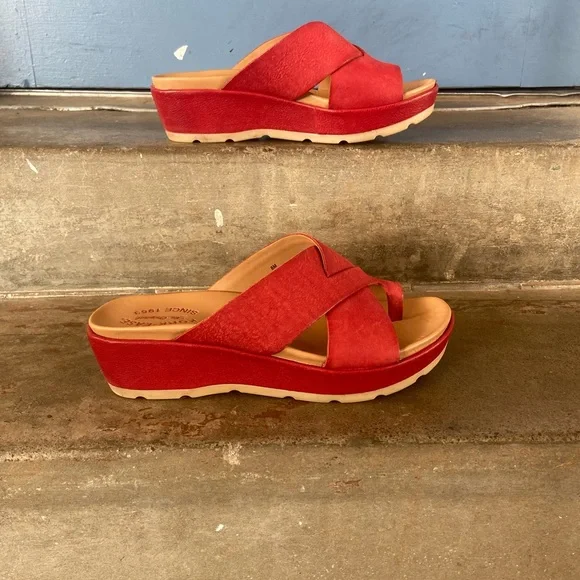 Kork-Ease Baja Sport Red Platform Slide Sandals - Picture 2 of 8